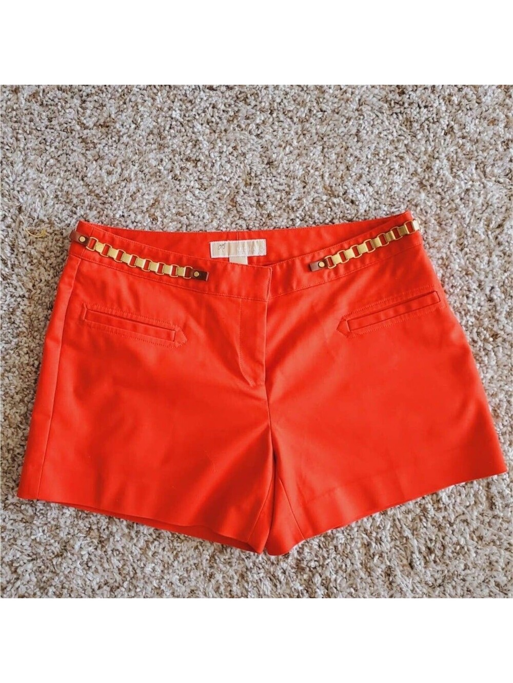 Michael Kors Mid Rise Chino Studded Accent Stretch Shorts Orange Size 4
